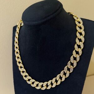 Unisex stainless steel cubic zirconia Necklace statement link Chain necklace